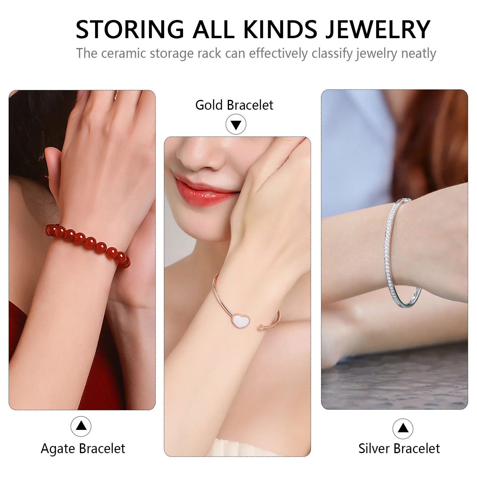 1 قطعة الراتنج عالية الجودة موافق لفتة حلقة سوار رف شاشة أسود منظم بشكل أنيق حلقة عرض موقف المعرضة رف اليد