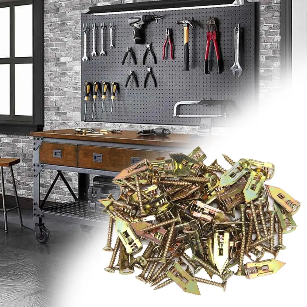 40/60/80/100PCS All-in-One Self-Drilling Drywall Anchor Kit Metal Expansion Screws for Gypsum Board Photo Frames Shelves DIY