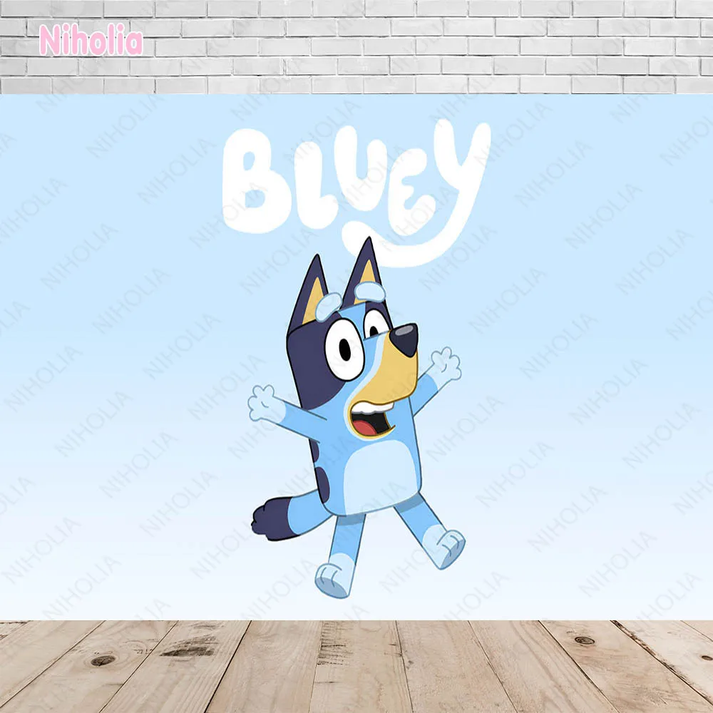 Cartoon Animation Bluey Theme Round Backdrop Cover Kid Boy Birthday Party Background Photography Cylinder Banner Decor Banner