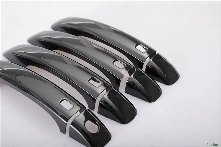 New Glossy Black Chrome Car Door Handle Bowl Cover Sticker for Audi S4 A5 2009 -2015 Styling Accessories