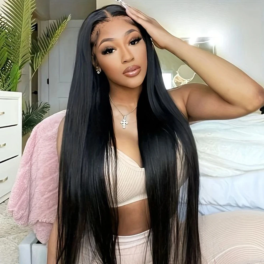 Transparente Lace Frontal Straight Wig para as Mulheres, Pré Arrancadas, HD Lace Front, Cabelo Humano Brasileiro, Glueless, 13x4, 30"