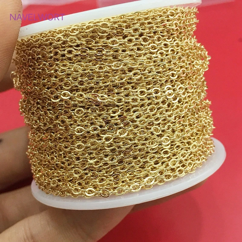 14K/18K Gold Plated O Chain For Bracelet Necklace Making Accessories 1.5mm/2mm Thin Chains DIY Jewelry Making Findings Wholesale