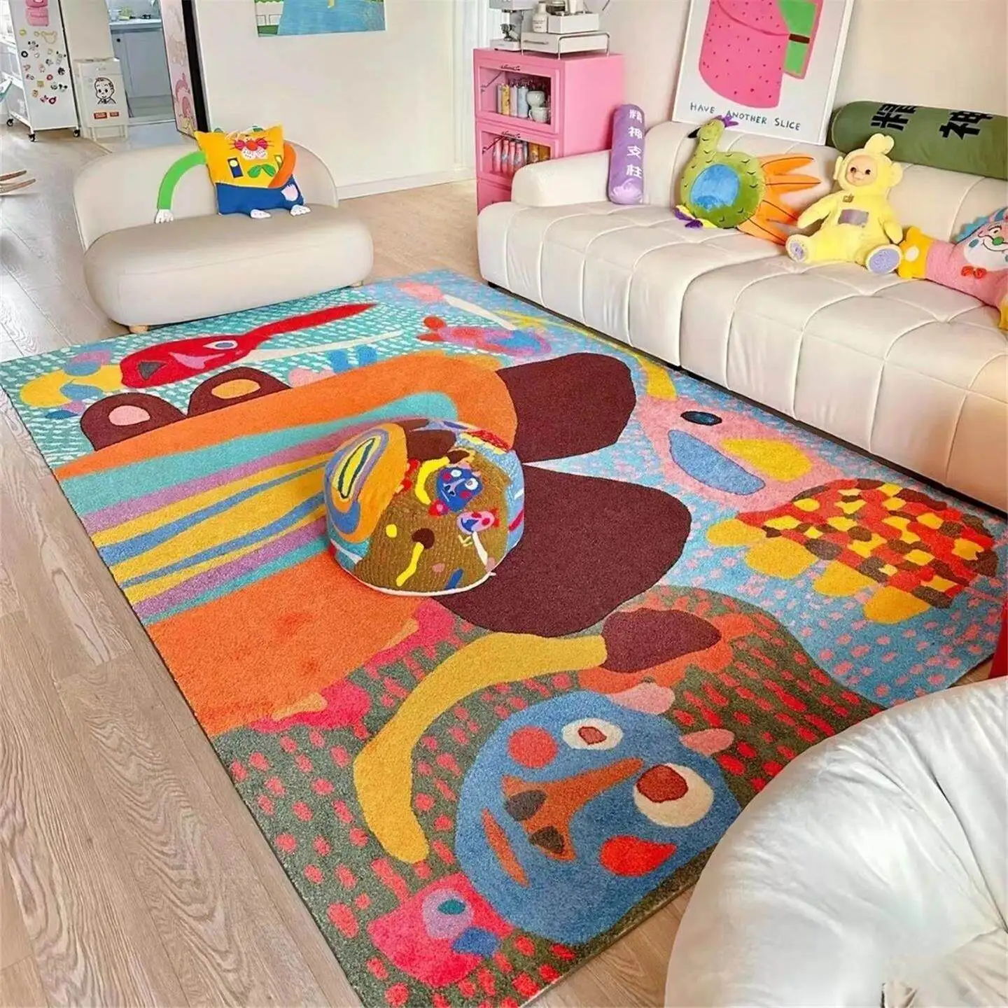 

Ins Colorful Carpet Living Room Decor Child Room Soft Floor Area Rug Bedroom Bedside Customize Decor Mat Sofa Coffee Table Rug