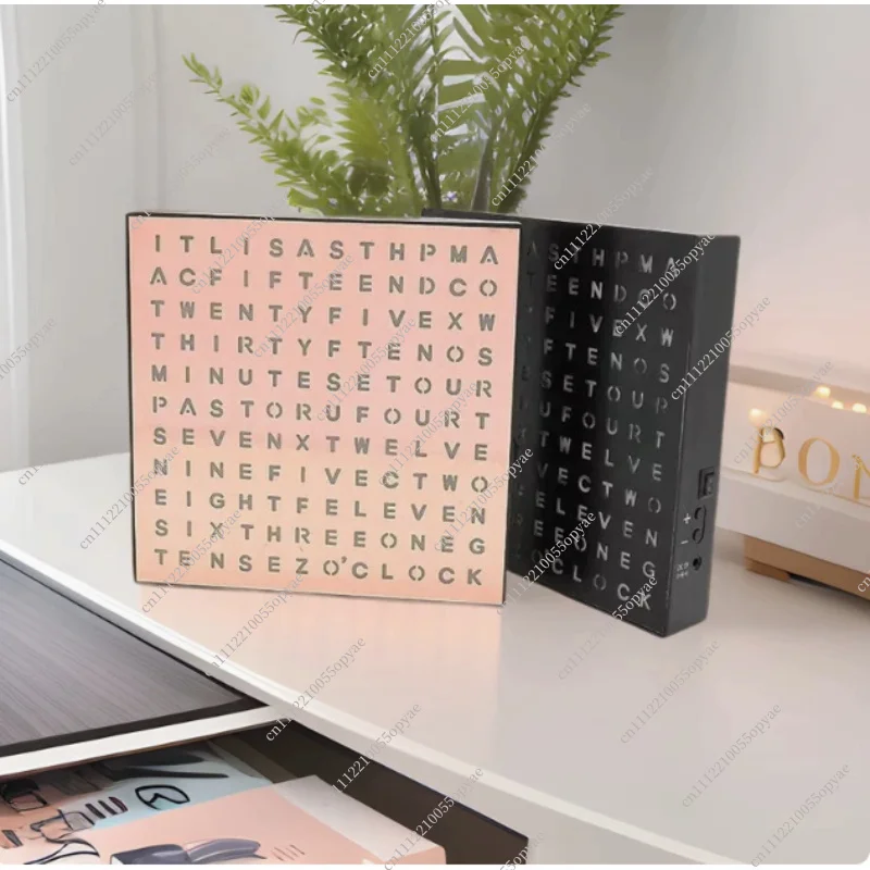 LED Alphabet Wall Clock Creative English Time Display Desktop Ornament Multifunctional Reading Timer