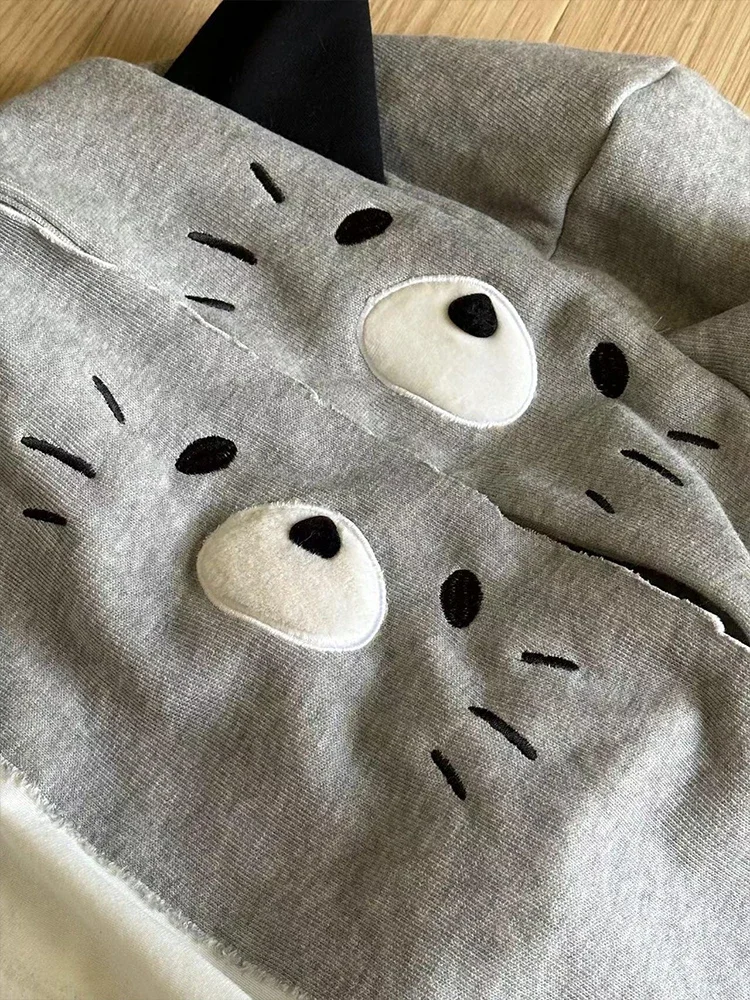 Japanese Two-dimensional Cute Lace Edge Fake Two-piece Hooded Sweatshirt Women\'s Autumn New Striped Loose Hoodies Jacket Tide