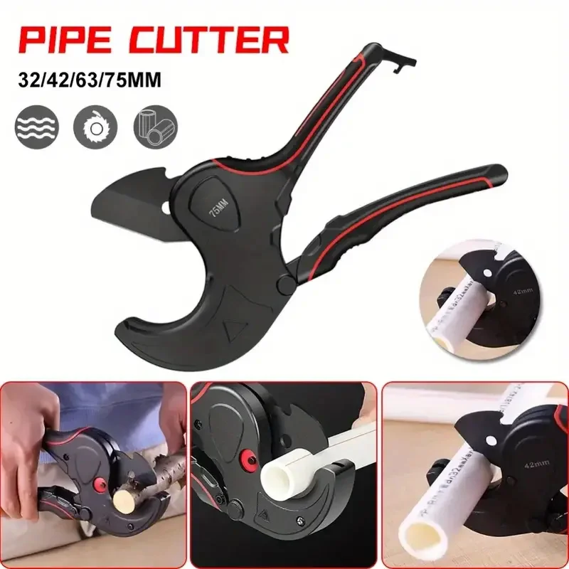 1pc Water Pipe Scissors Professional Hot Melt Pipe Scissors Pvc Pipe Cutter Pipe Self-locking Ratchet Pipe Knife Hand Tools