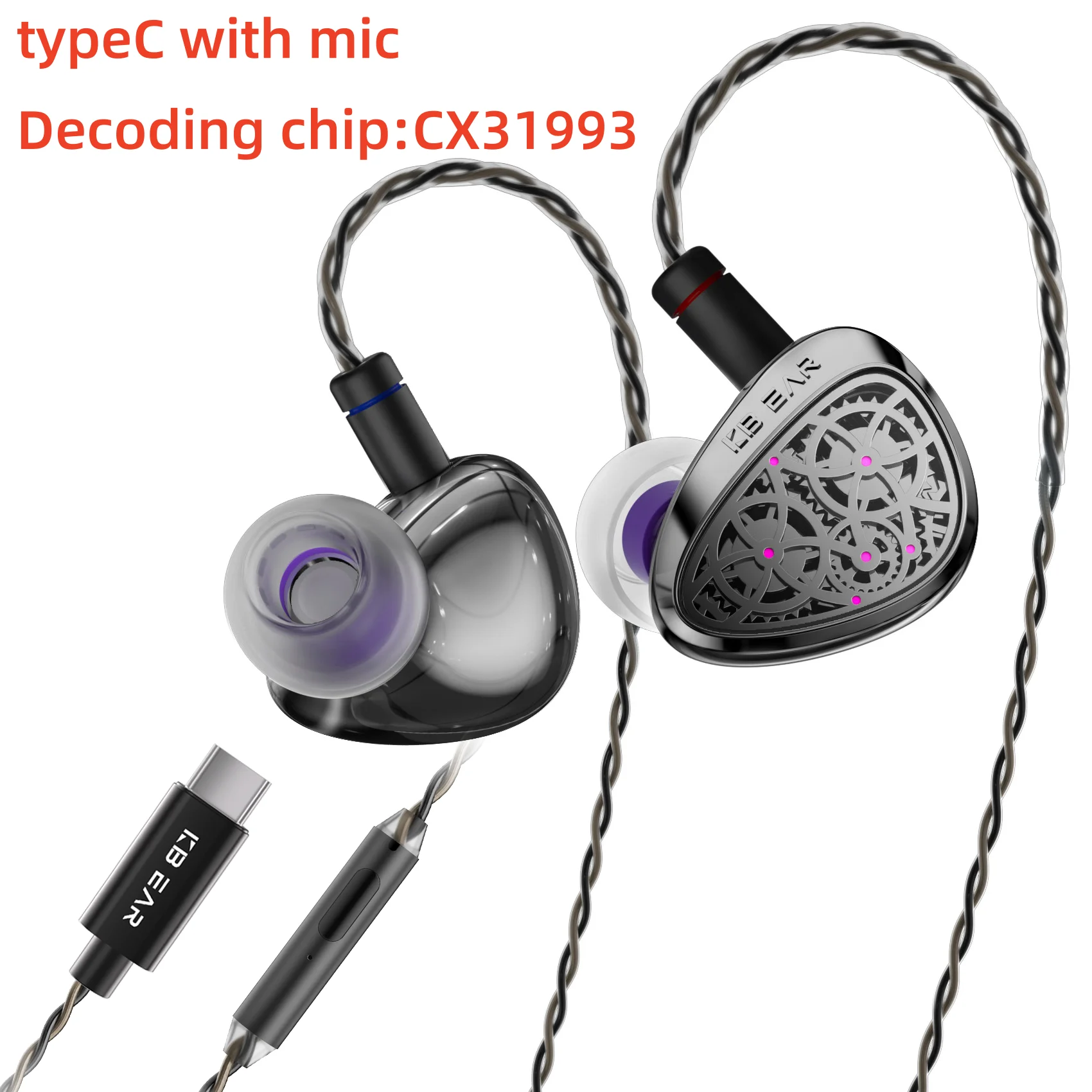 KBEAR Tourbillon-Pro TB-PRO oortelefoon 10 mm DD Hoge resolutie Type C HIFI bedrade oordopjes PU+PEEK+DLC composiet membraan