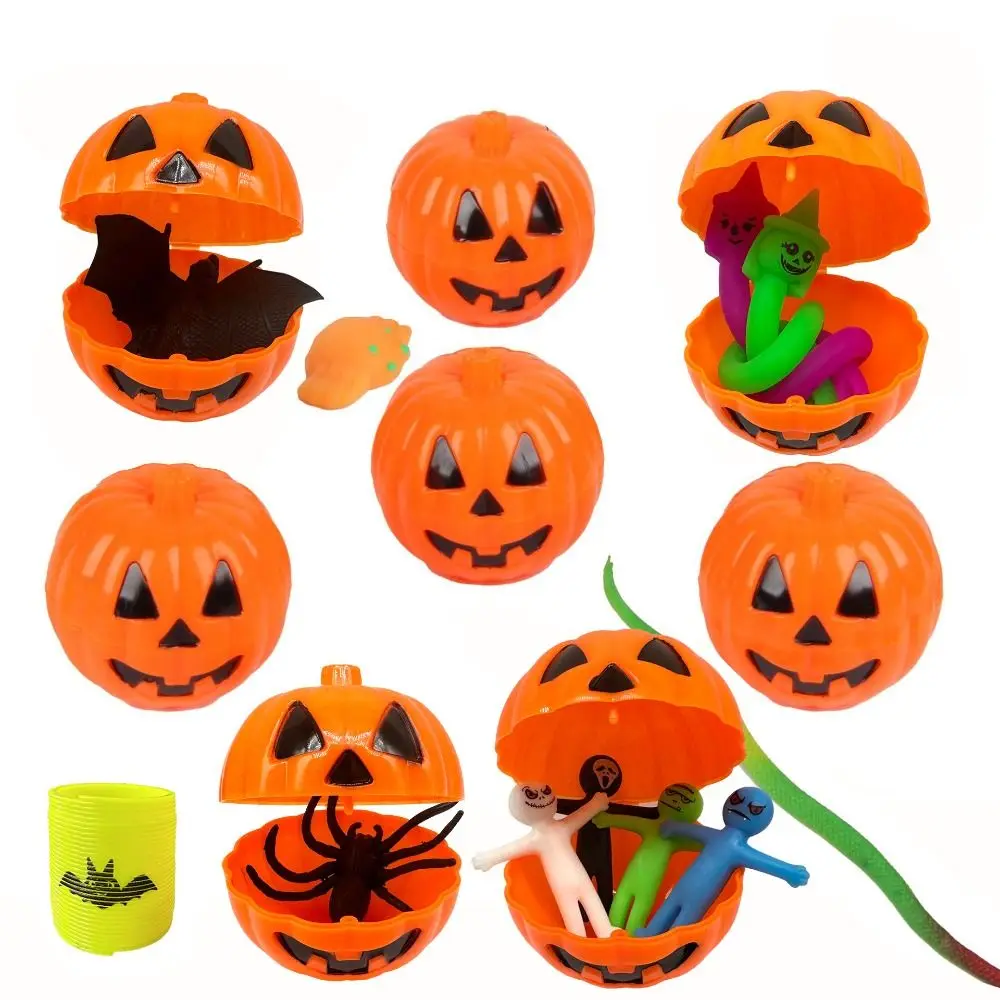 6pcs Halloween Mini Pumpkin Candy Gift Box Trick Or Treat Children Toy Kids Favor Plastic Package Boxes