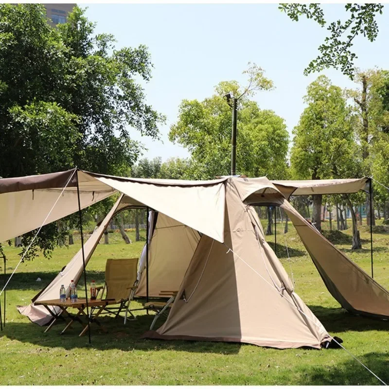 newOutdoor Twin Peaks A Tower Cloud Canopy Two Bedrooms One Living Room Shelter Oversized Sunshade Camping Ventilation Tent