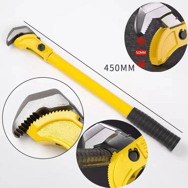 

Multi-functional Steel Wrench Durable and Wear-Resistant long handle Wrench Adjustable Spanner 450MM Household Hand tools