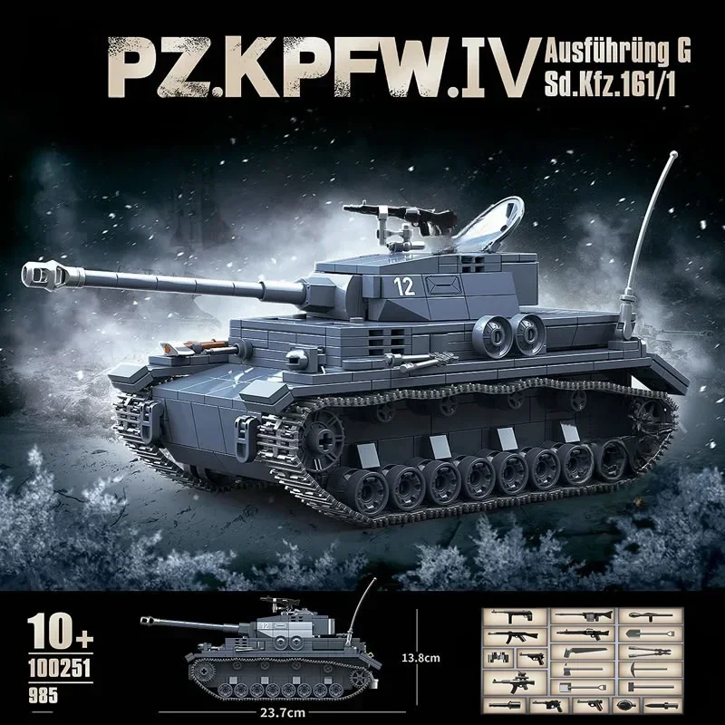 WW2 Military Classic Model Series Panzerkampfwagen IV Panzer IV Tanks G-type Building Blocks Bricks Toys Gifts