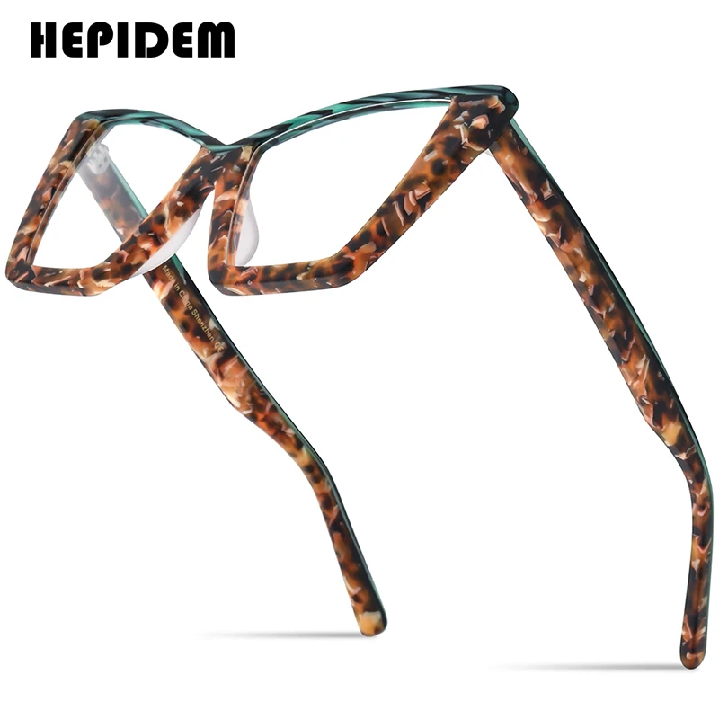 

FONEX HEPIDEM Acetate Eyeglasses Frame Women 2025 New Oversize Big Cateye Brand Design Glasses Cat Eye Eyewear Spectacles 9290