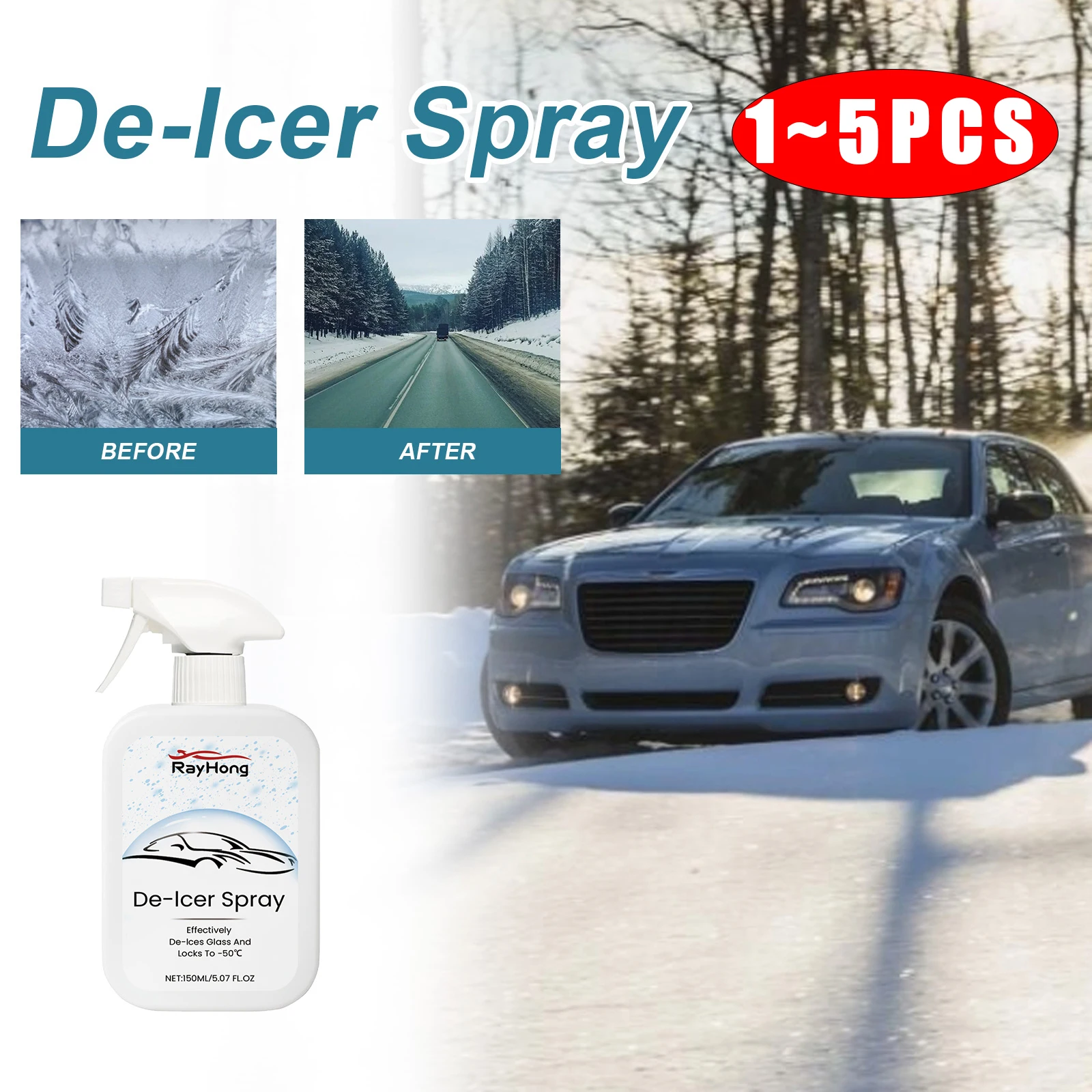 150ml Car Snow Deicing Spray Ice Remover Winter Window Locks Defrosting Liquid Glass Cleaning Handles Anti Slip Auto Supplies