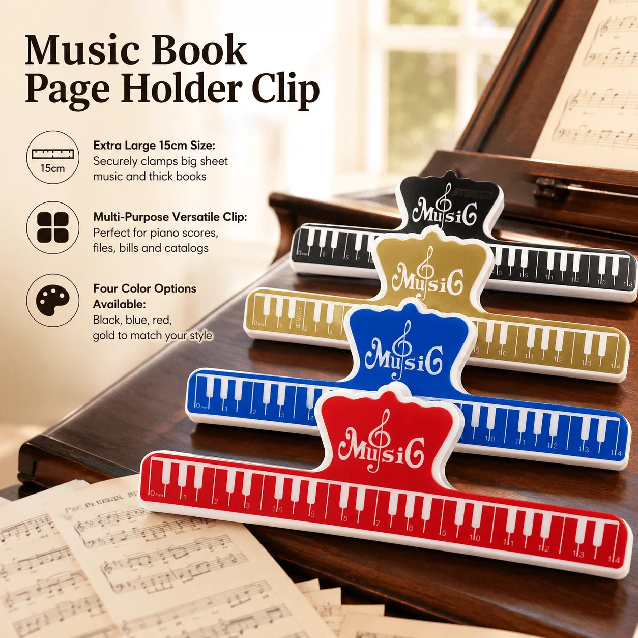 Sheet Music Holder 15cm Large Music Book Clip Piano Music Stand Accessory For Musicians Teachers Students Orchestra Page Holder