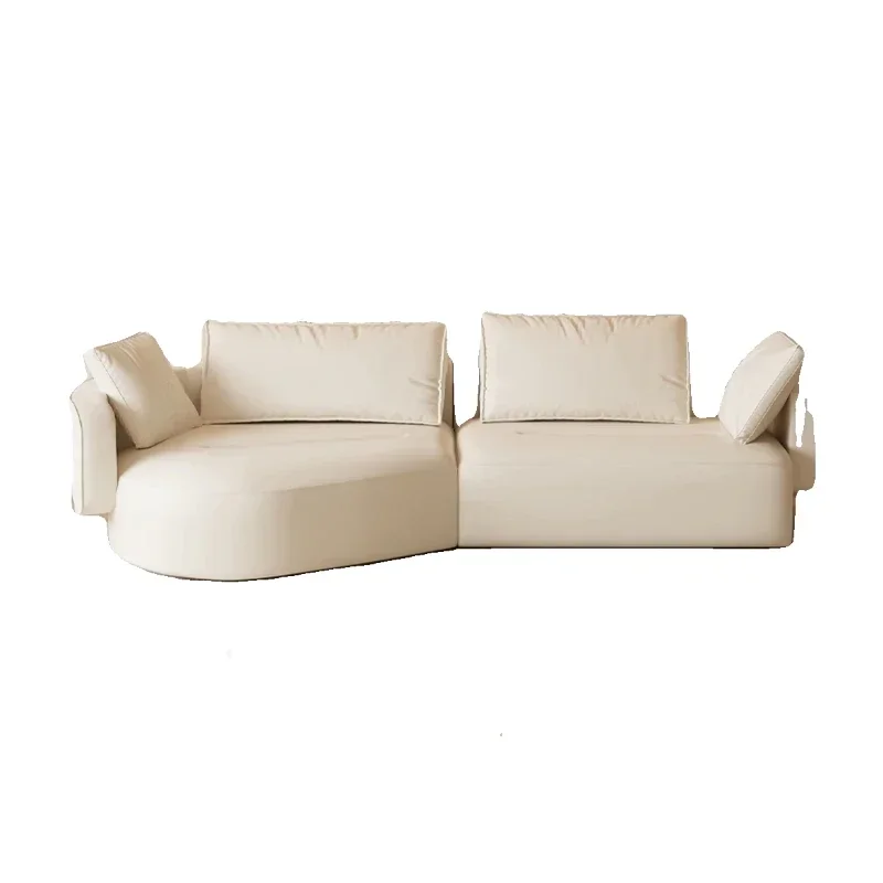 Nordic living room sofa, small apartment cat scratching leather cream style, beauty salon, clothing store