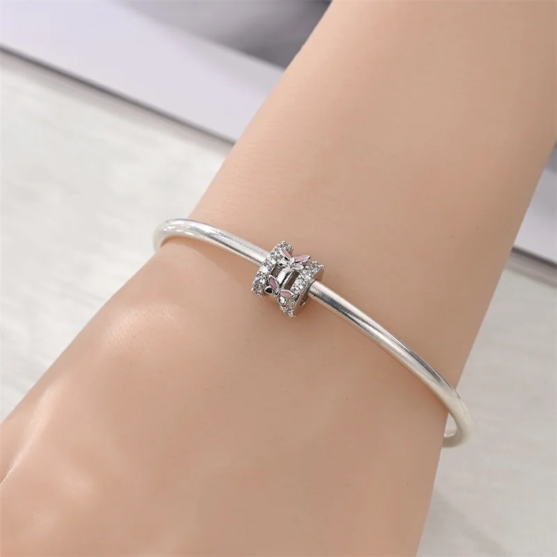 925 Sterling Silver Three Ring Butterfly Charms Beads For Women Fit Original Bracelet DIY Birthday Party Jewelry Gifts