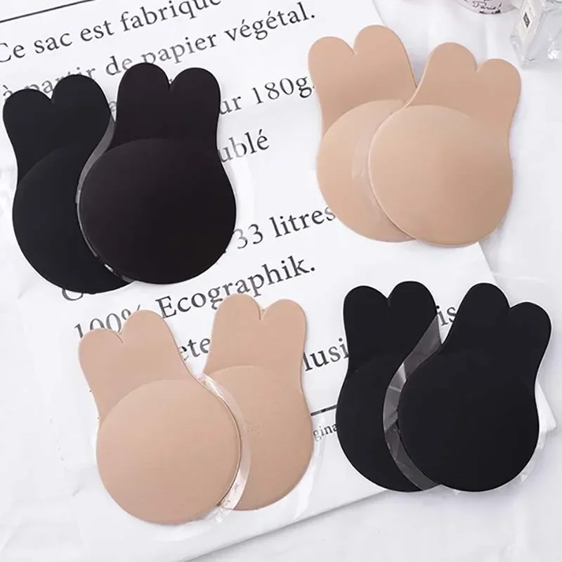 Sutiã Push Up adesivo de silicone para mulheres, sutiãs invisíveis sem alças, reutilizáveis, pegajosos, tampas de mamilo, fivela frontal