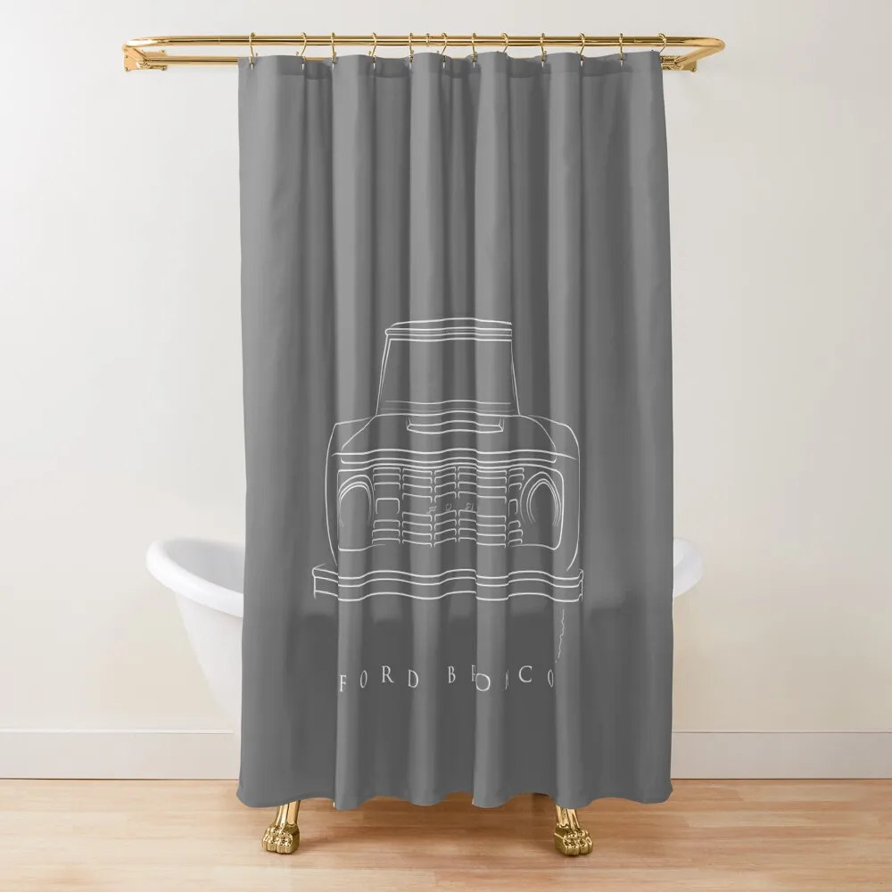 

1966-1977 Ford Bronco - front stencil, white Shower Curtain Shower For Bathroom Set Waterproof Shower Curtain