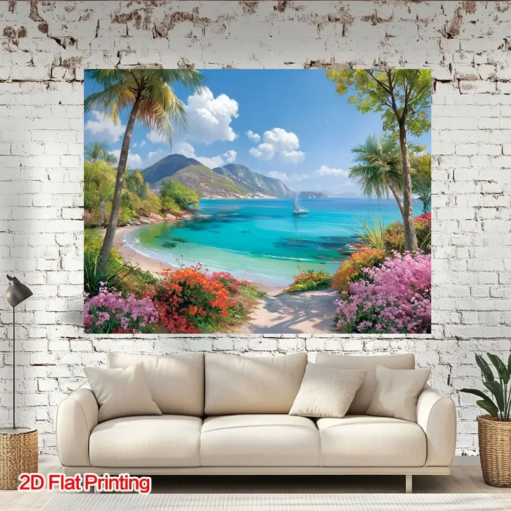 Stunning Tropical Beach Landscape Canvas Print Wall Art Coastal Paradise Scenery Palm Tree Tropical Vacation Home Decor Gift