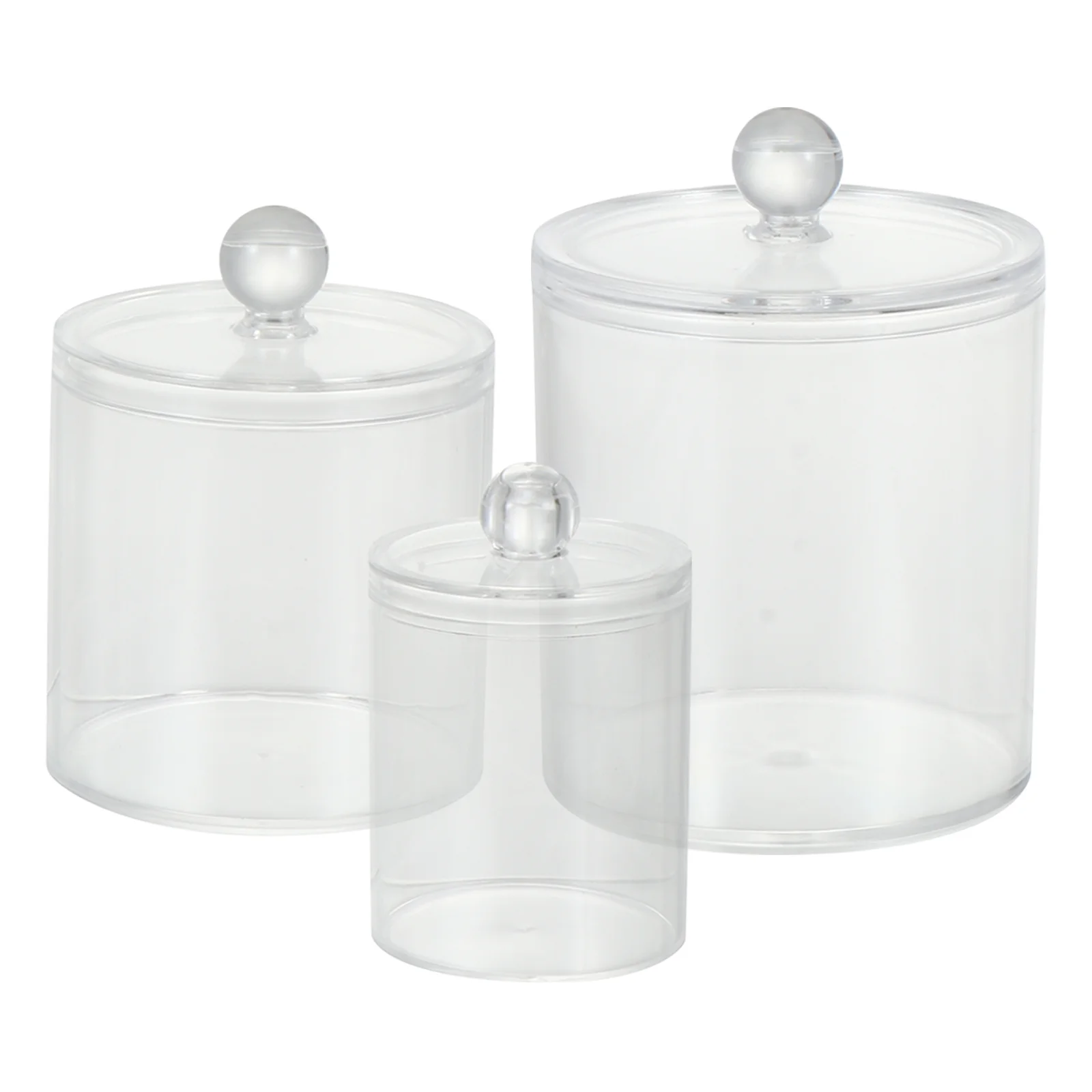 

3Pcs Makeup Vanity Storage Boxes Transparent Dust-Proof Containers Lid Cover Easy Clean Maintain Safe Living Room