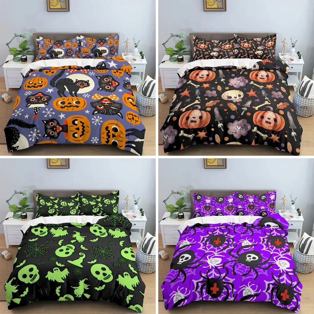 

Skull Halloween Bats Bedding Set Boys Girls Twin Queen Duvet Cover Pillowcase Bed Kids Adult Home Textileextile