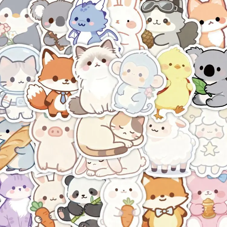 Kids Cute Cartoon Animal Stickers 102 Sheets, Lovely Cat Dog Healing Pattern Stickers for Art Craft Scrapbook Decor