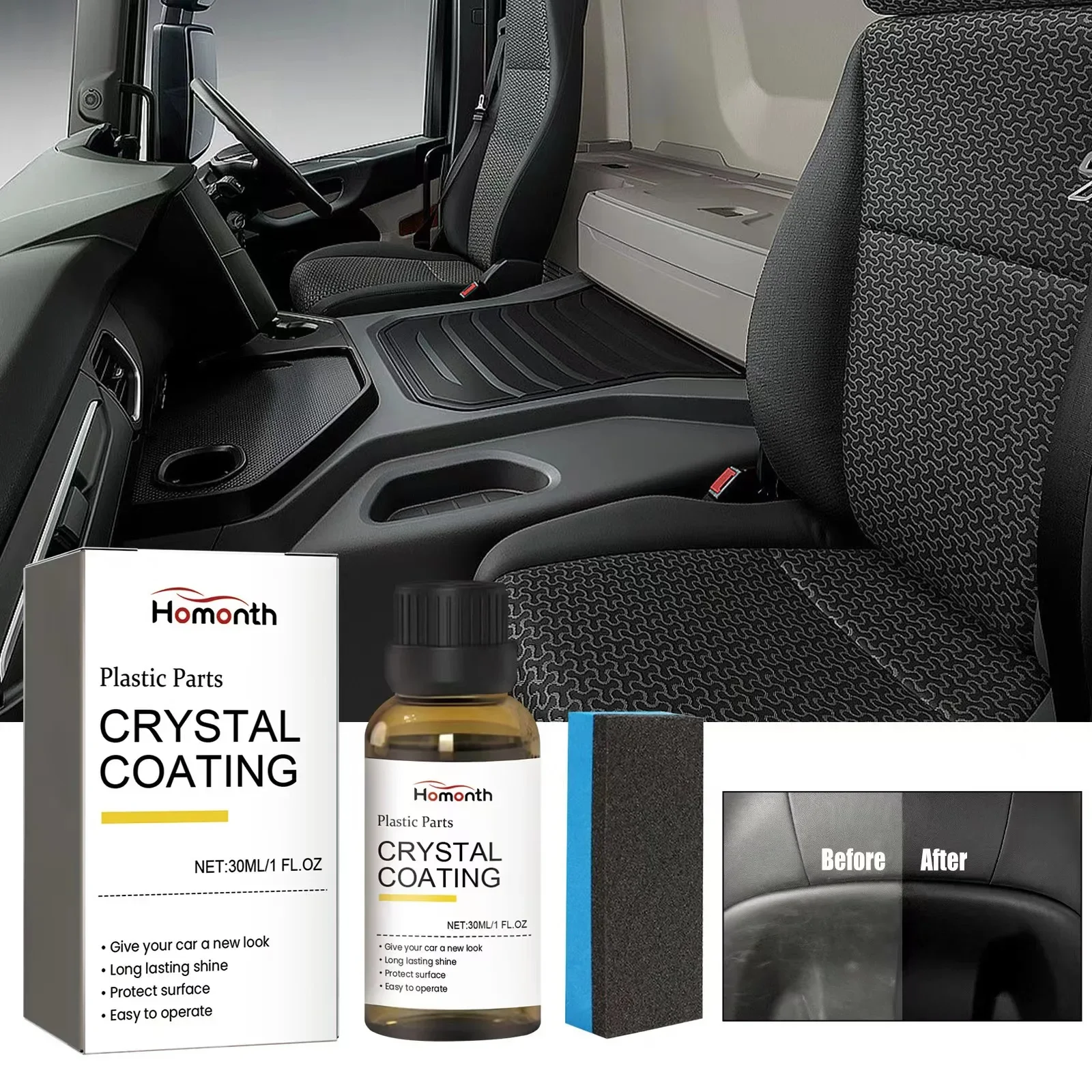 

Car Interior Plastic Parts Retreading Agent Crystal Coating Wax Leather Plastics Parts Crystal Plastics Trim Restorer