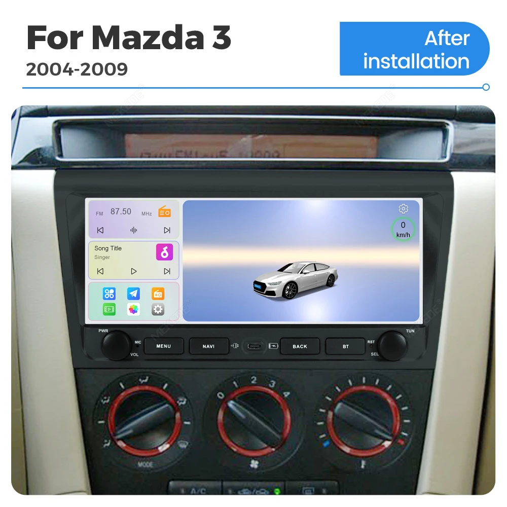MEKEDE, autoradio Android con CarPlay e Android Auto wireless, schermo da 10,26 pollici, per Mazda 3 I BK, modelli dal 2003 al 2009, sistema multimediale con lettore video, GPS e connettività 4G LTE,