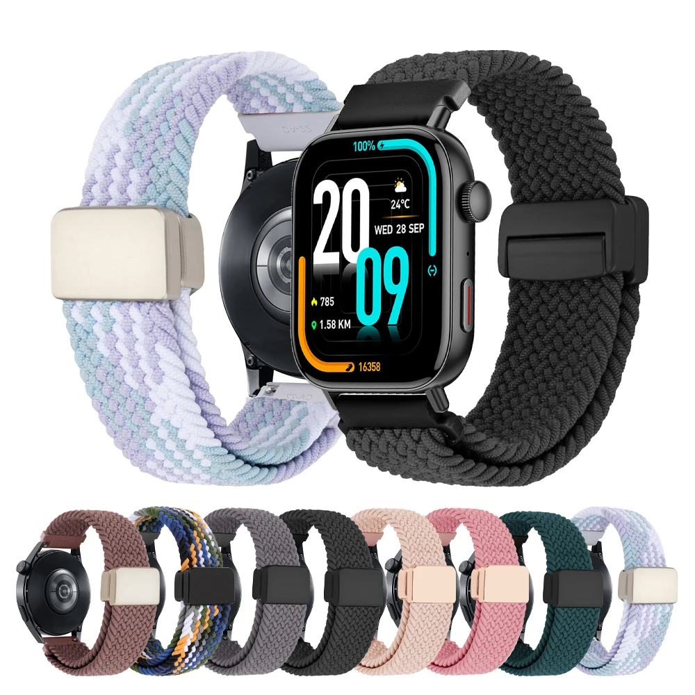 Braided Elastic Nylon Band for COLMI V75 GPS/M42 Strap for COLMI I28 Ultra/C8 Max/P28 Plus/P73/I31 Bracelet 20mm 22mm Watchband