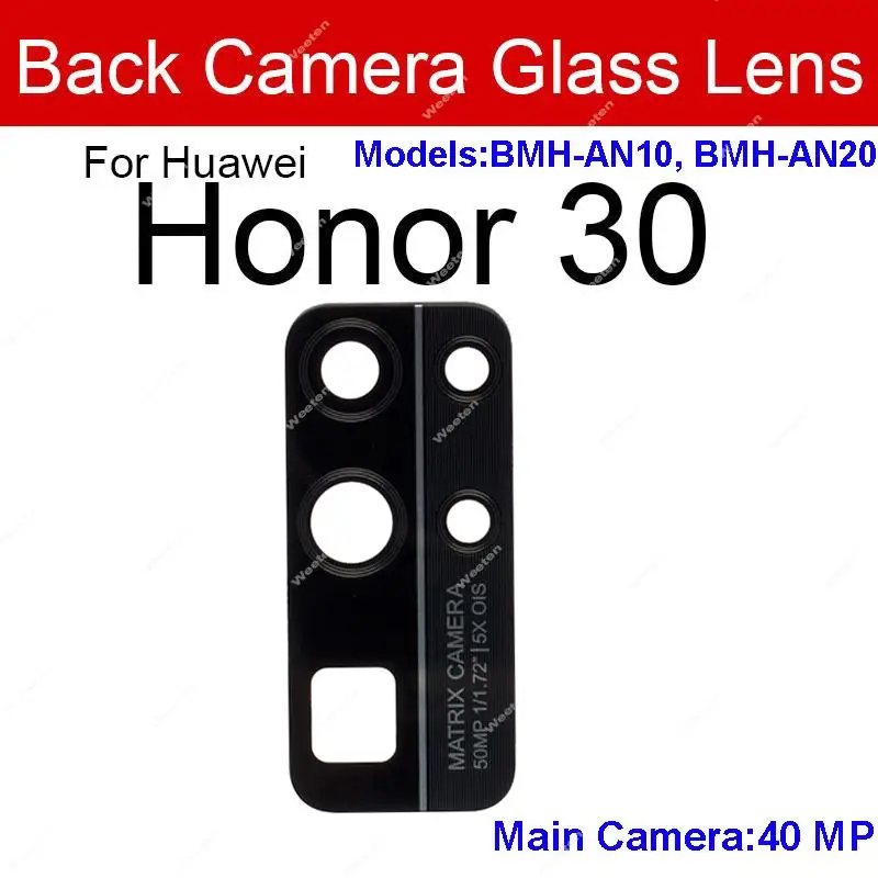 Glass Lens For Huawei Honor 30 30lite 30s 30i View V30 Pro Glass Lens Back Rear Camera Lens Glass Sticker Replacement Parts