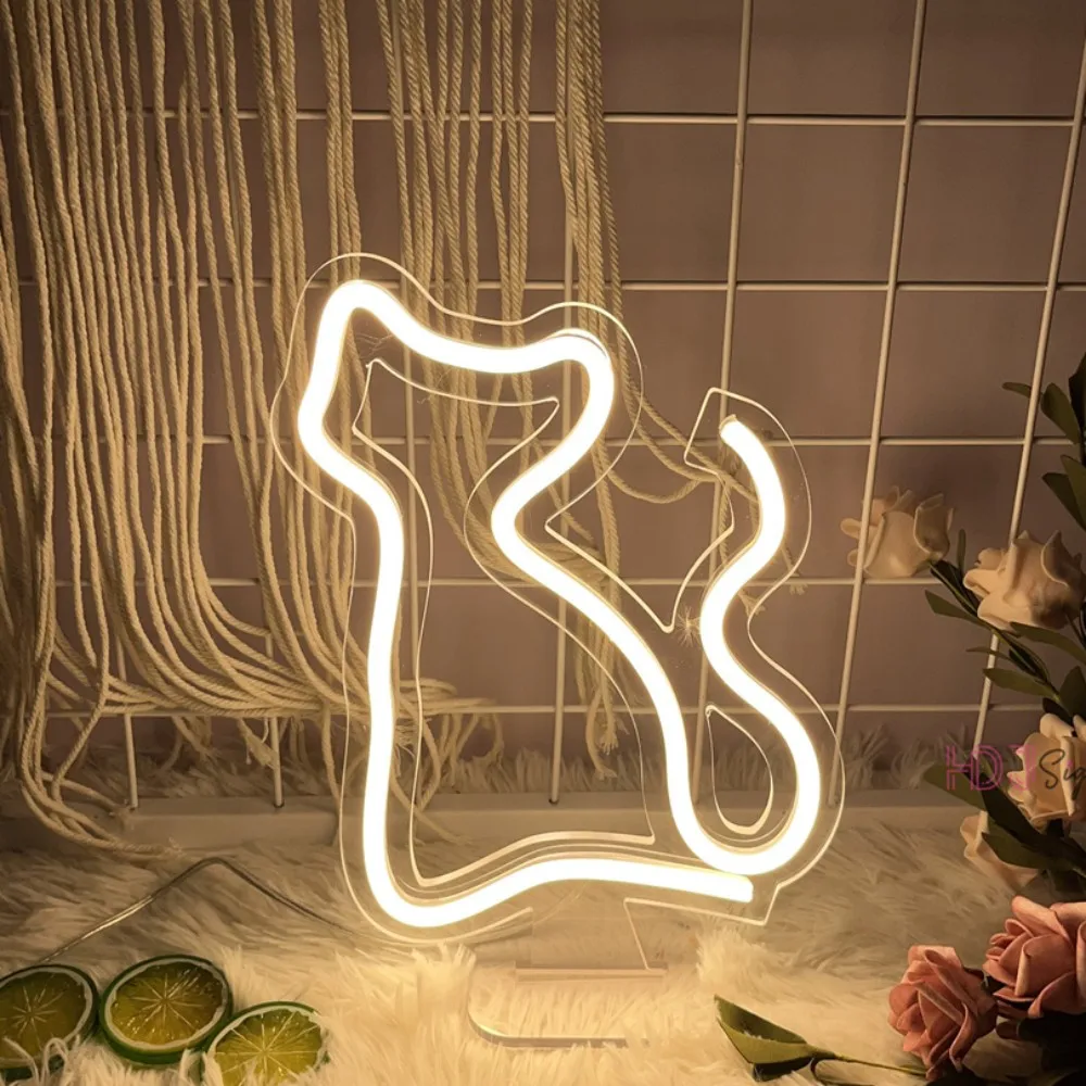 

Dinosaur Dog Neon Sign Cats LED Neon Light Night Sign Children's Bedroom Decoration Desk Table Lignts Lamps Birthday Gift