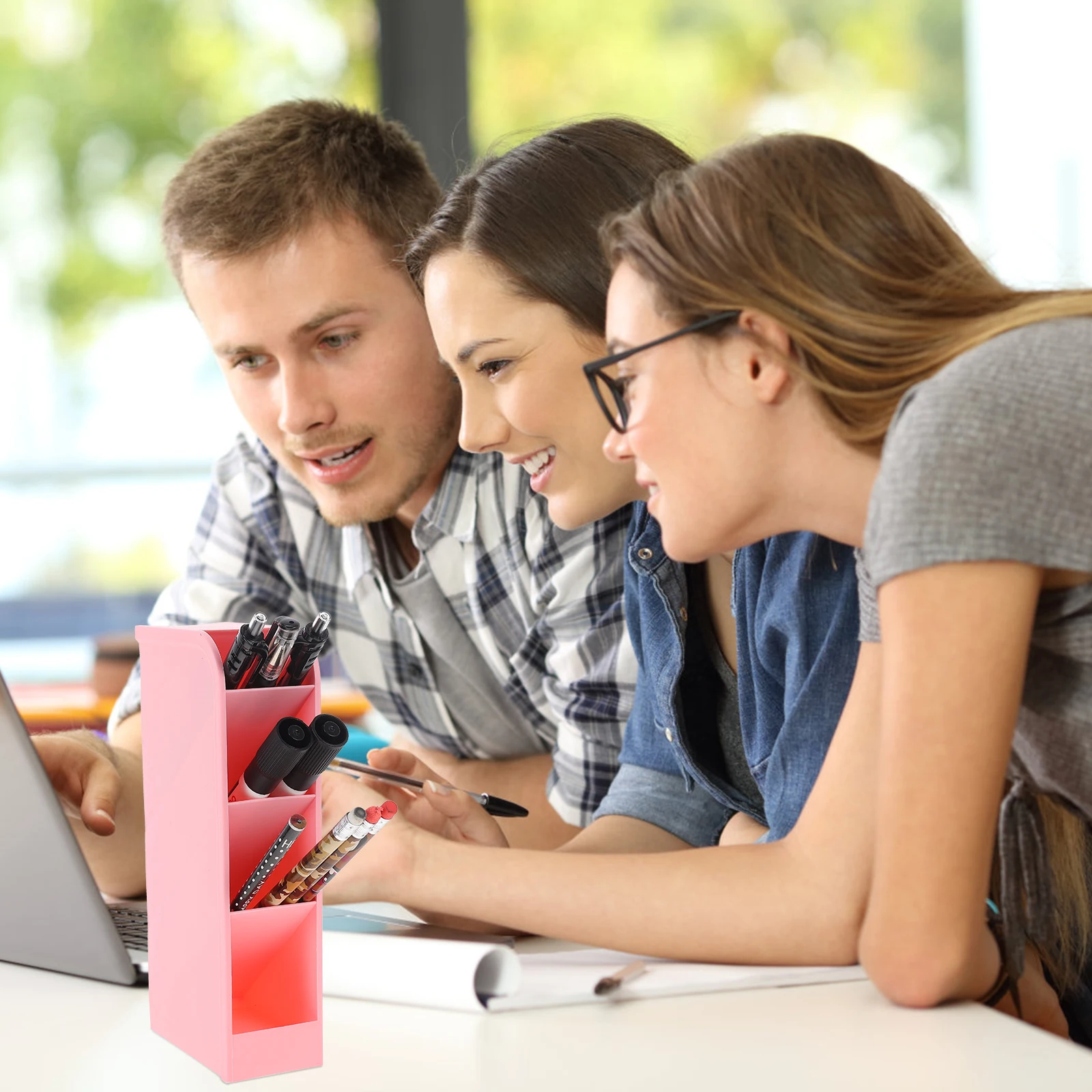 

2Pcs Inclined Pen Holders Desktop Organizers Stationery Storage Box Makeup Brush Case Home Office Supply Pen Organizer