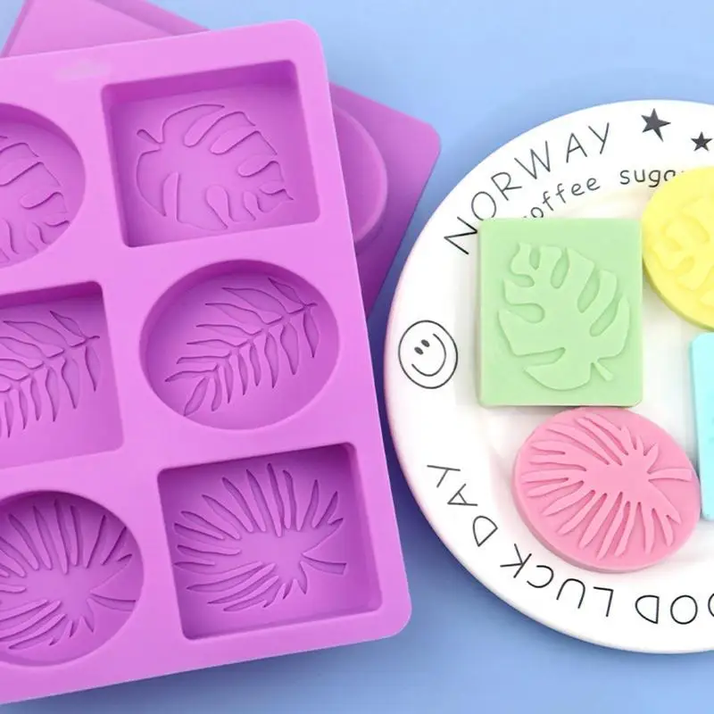 Palm Tree Leaves Mold 6 Cavity Tree Leaf Soap Making Silicone Mold Rectangle & Oval Shapes Pudding Trays Lotion Wax Making