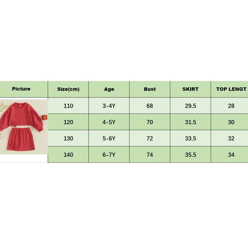 2PCS Kid Girls Skirt Sets Spring Autumn Clothes Long Puff Sleeve Side Bow Sweatshirt and Split Skirt Set Baby Clothing