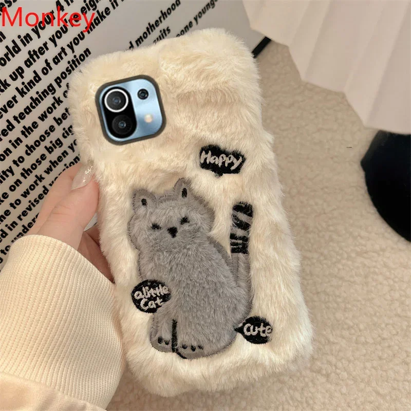 Custodia per telefono soffice in pelliccia di gatto carino coreano per Xiaomi Redmi Note 8 7 Mi Poco F3 F1 M5 M4 M3 X5 X4 X3 Cover regalo per