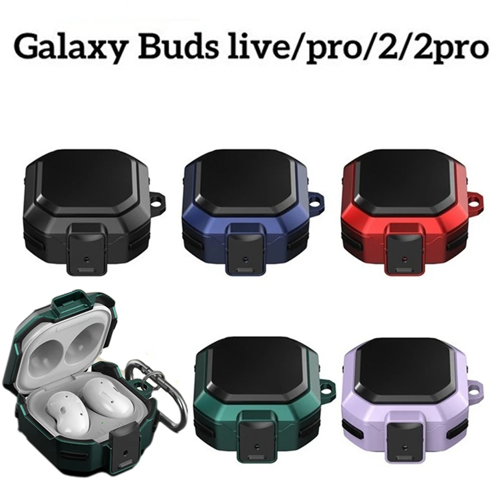 

Carbon Fiber Switch Lock Earphone Case For Samsung Galaxy Buds 2 Pro FE Live Cover Full Protection Shockproof With Keychain Box