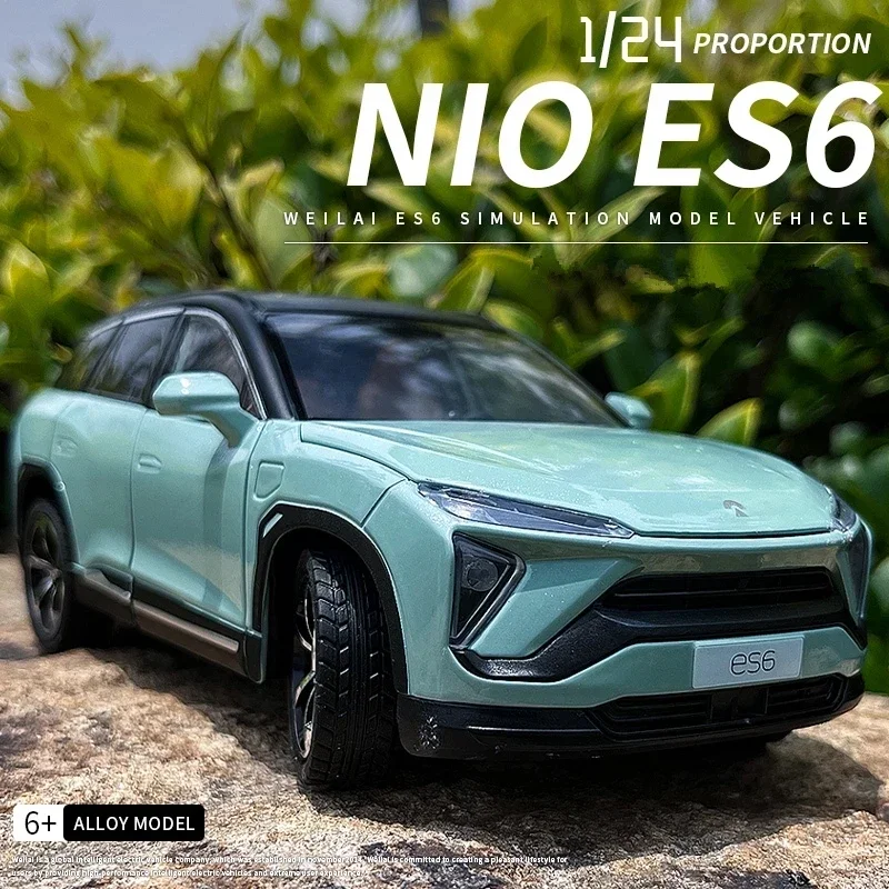 1:24 NIO ES6 Alloy New Energy Car Model Diecasts Metal Toy Electric Vehicles Car Model Simulation Sound and Light Childrens Gift