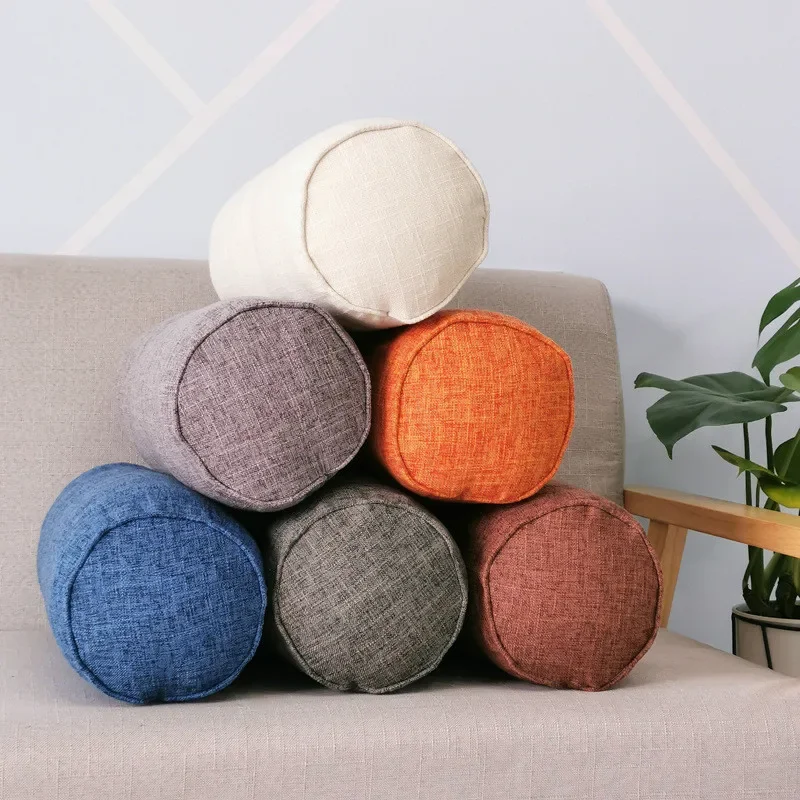 Round Removable Bed Pillows Roll Head Leg Back Lumber Support Light Travel Column Bolster Pillow Washable Cylindrical Cushion