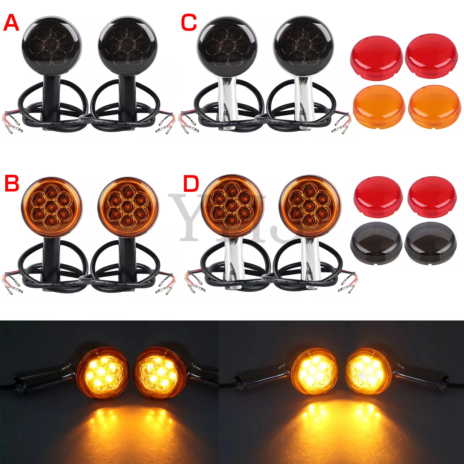 

Motorcycle LED Rear Turn Signal Indicator Lights For Harley Sportster XL 883 XL 1200 Forty Eight 1992-Up