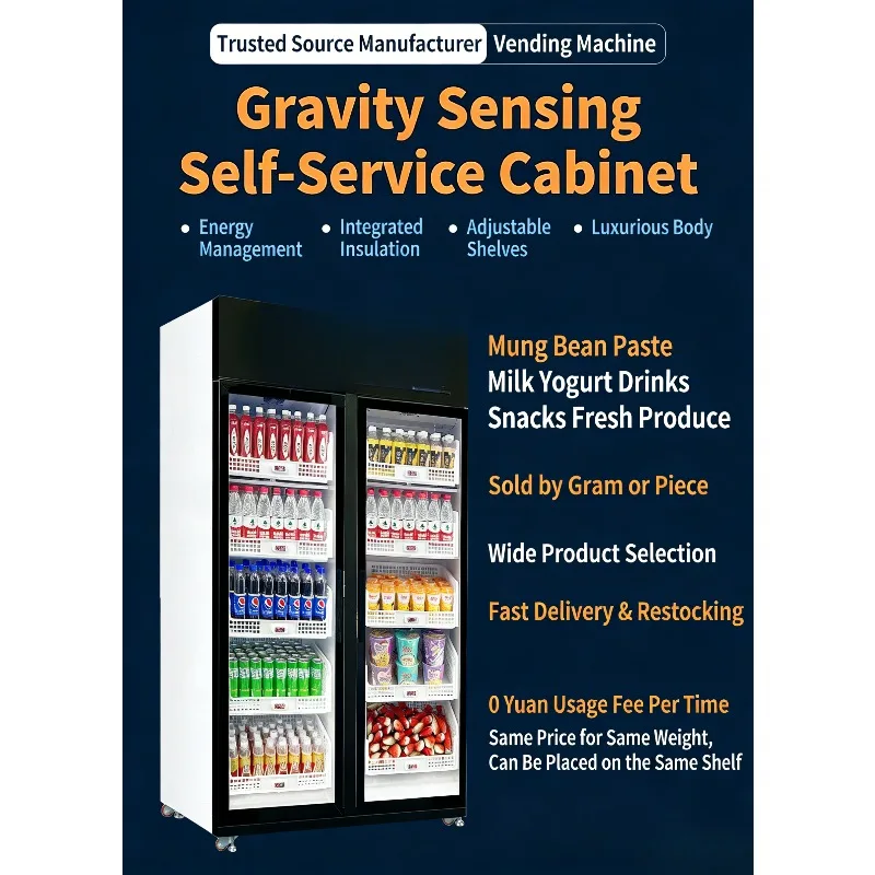 Unmanned Fresh Food Vending Machine Gravity Cabinet For Fruit And Vegetable Community Self Service Smart Intelligent Fridge