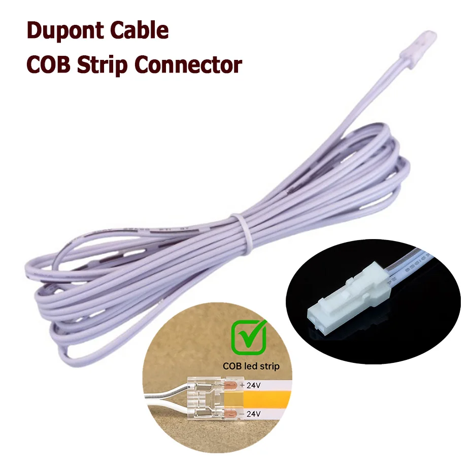 1 3 5PCS Dupont Terminal to 2pin 5mm 8mm 10mm COB Connector DuPont Extension Wire Connectors For 12V 24V COB Cabinet Light Strip