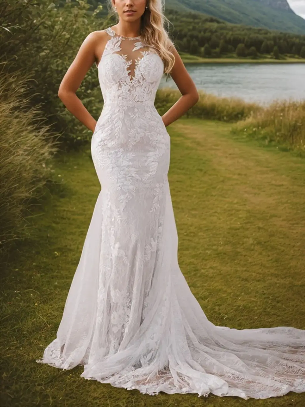 

Elegant Sexy Mermaid Wedding Dress Sleeveless Lace Beading Appliques Court Train Scoop Neckline Bridal Gown 2025 Free Customized
