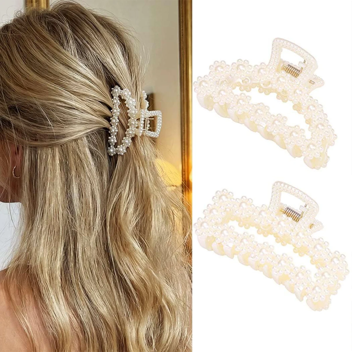 1 Stück geometrische quadratische Haarklammern für Frauen, für dickes, langes und lockiges Haar, rutschfestes Design, weibliches Haar-Accessoire – Detail 9
