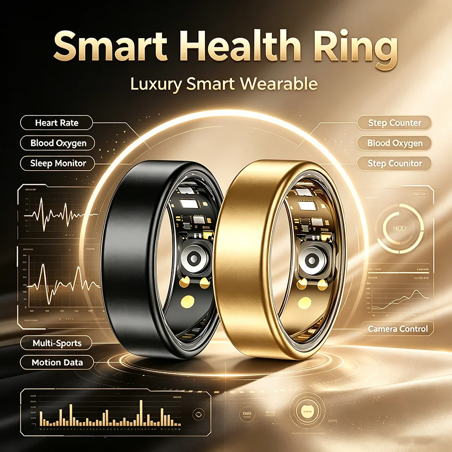 Blood Pressure Monitor - โอลา เอสปอร์เต้ สมาร์ทริงผู้ชายผู้หญิงคู่สมาร์ทริงเครื่องวัดอัตราการเต้นของหัวใจกันน้ำ 100+ โหมดกีฬา น้ำหนักเบาเป็นพิเศษ