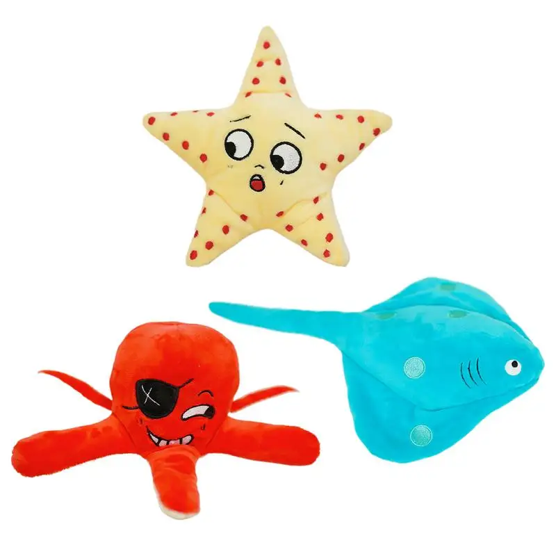 Plush Toys For Dogs Puzzle Game Squeaky Toys Interactive Dog Toys Puppy Teething Dog Puzzle Toy Octopus Starfish Plush Toys Pet