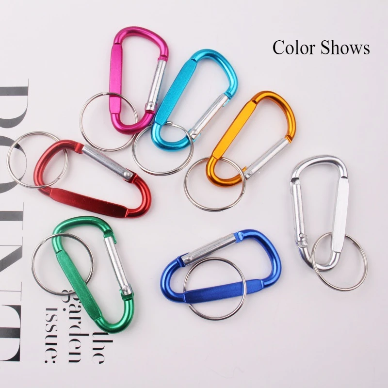 100 قطعة شعار مخصص مجاني Carabiners المفاتيح حلقة صغيرة Caribeaner كليب تعزيز هدية المفاجئة هوك D شكل حلقة شخصية
