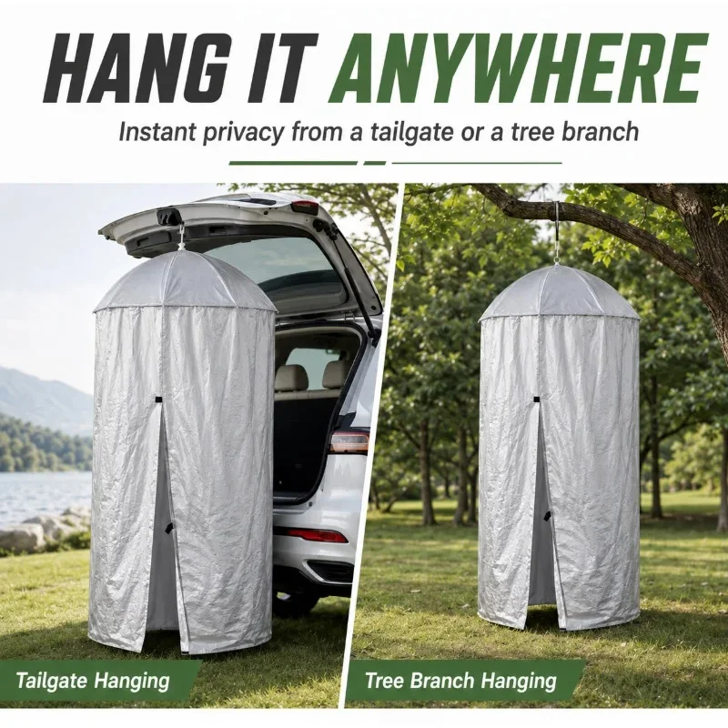 Portable Changing & Shower Tent Hanging Outdoor Privacy Shelter for Camping Travel Waterproof Sun Canopy with Carry Bag