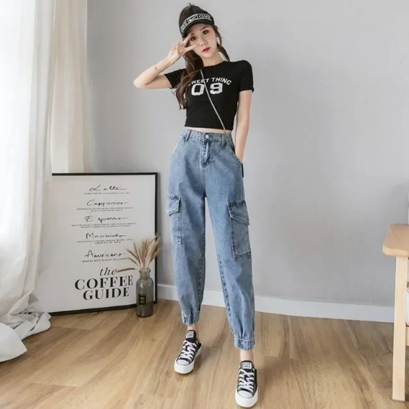 

Womens Harem Jeans Stylish Grunge Y2k Xxl Denim Pants for Women Pipe Trousers Pencil Aesthetic Gyaru Vibrant South Korea On Sale