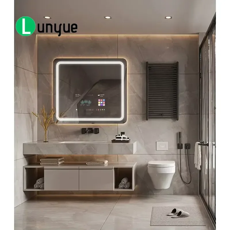 Modern Touch Screen Smart Mirror with TV Android LED Waterproof Bathroom Mirror for Living Room Hotel Use Wholesale