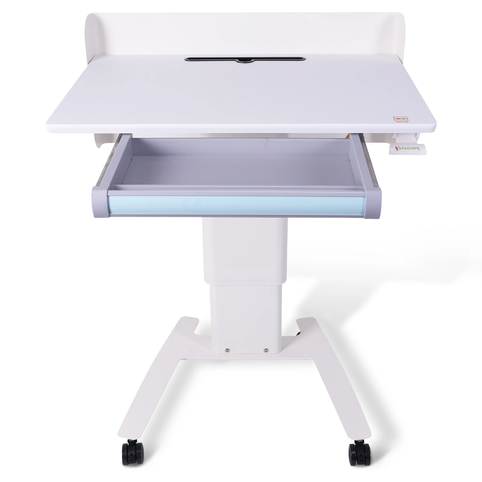 Standing Lift Lectern with Wheels Office Conference Lectern Table Movable Conference Podium for Presentations & Public Speaking